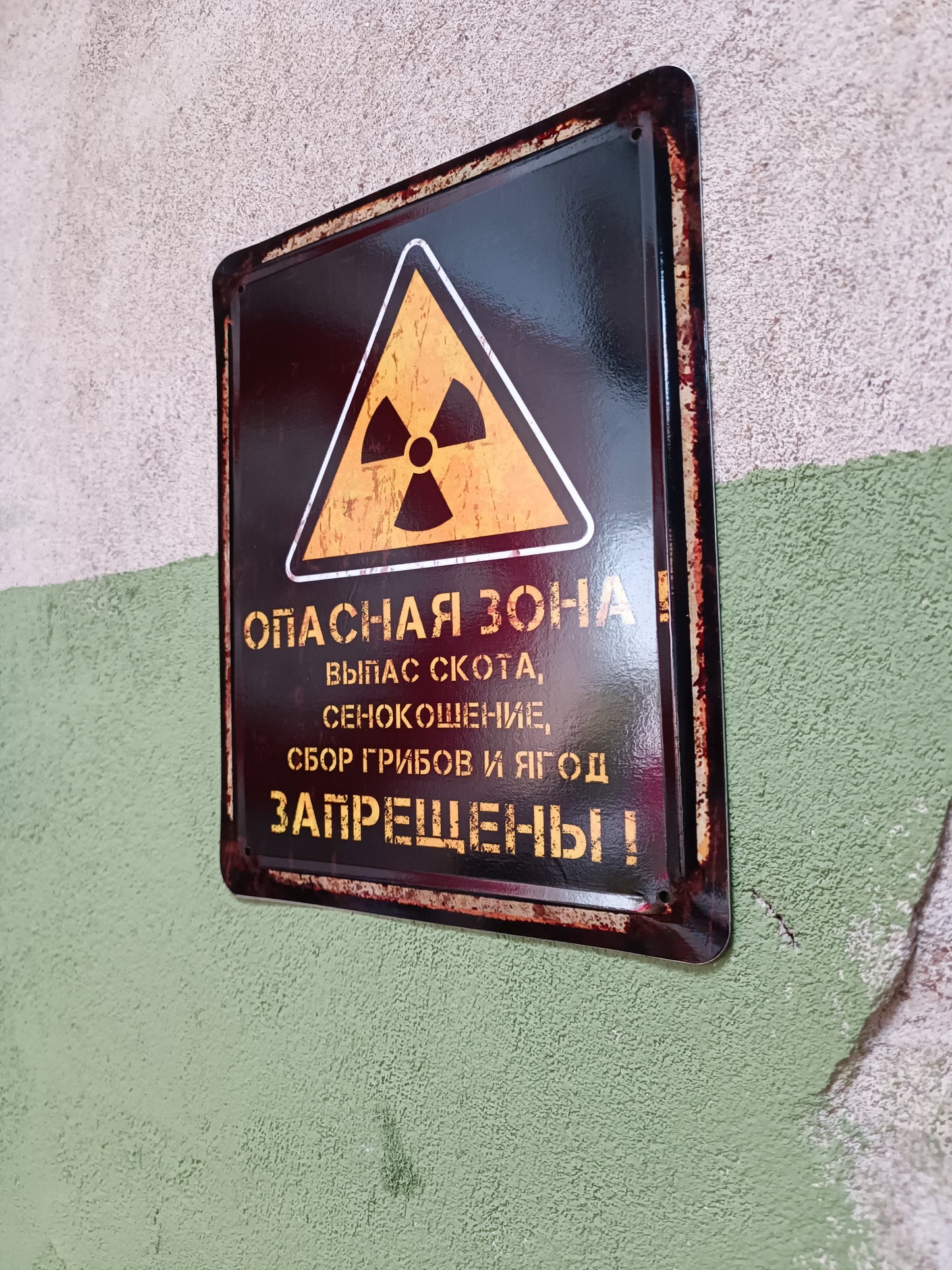 Radiation Zone ОПАСНАЯ ЗОНА Black Sign 18x22cm