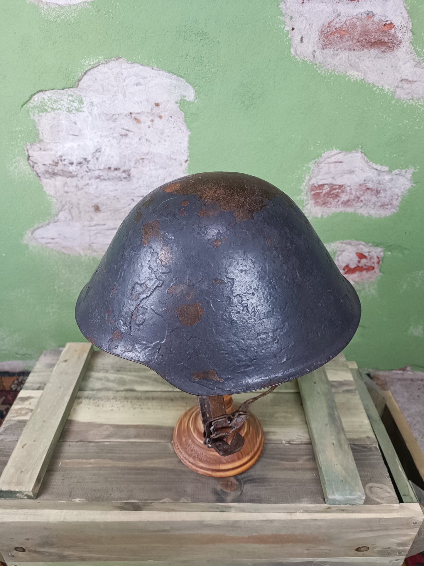 Heavy Issued East German DDR M56/76 Helmet