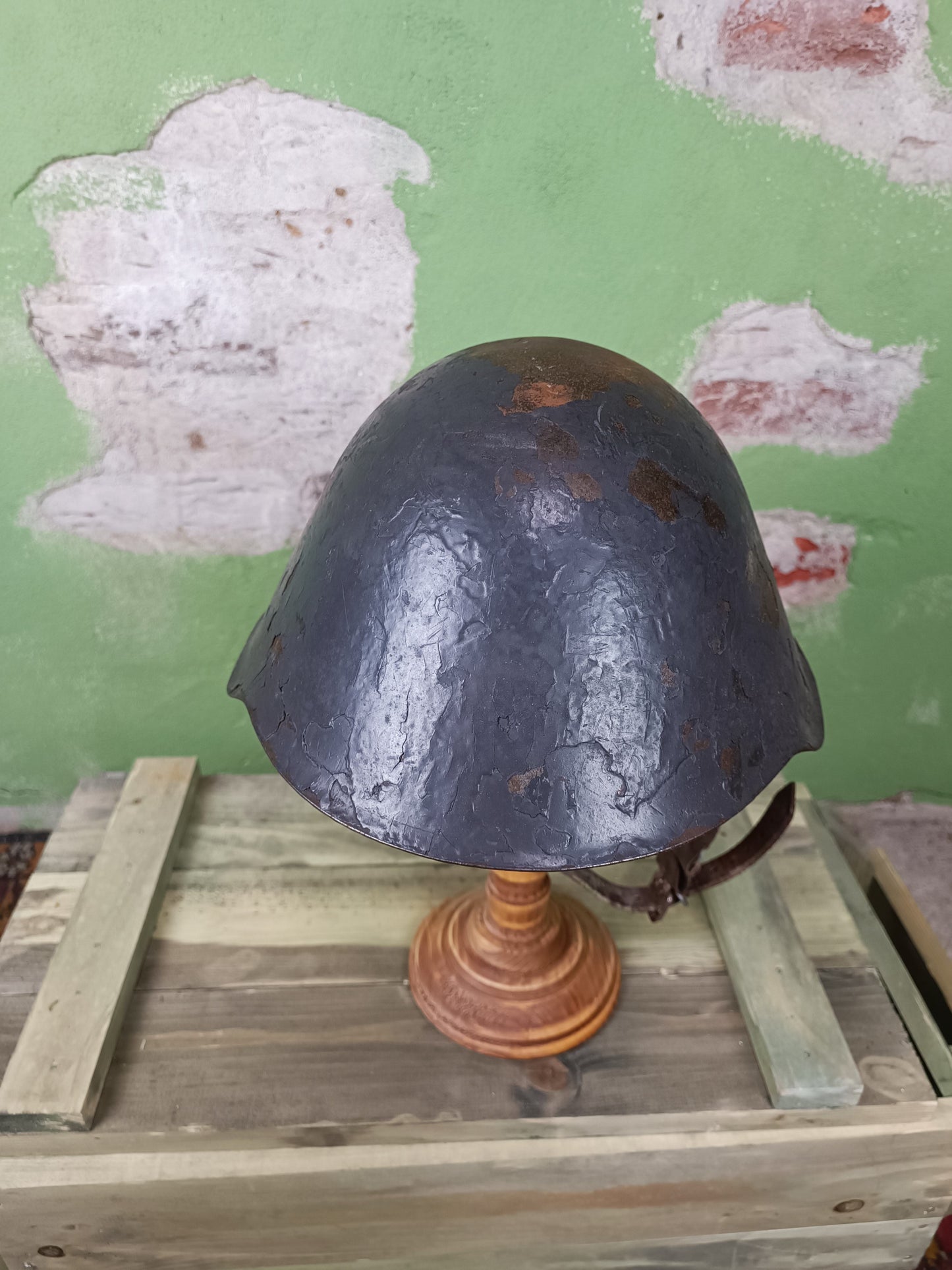 Heavy Issued East German DDR M56/76 Helmet