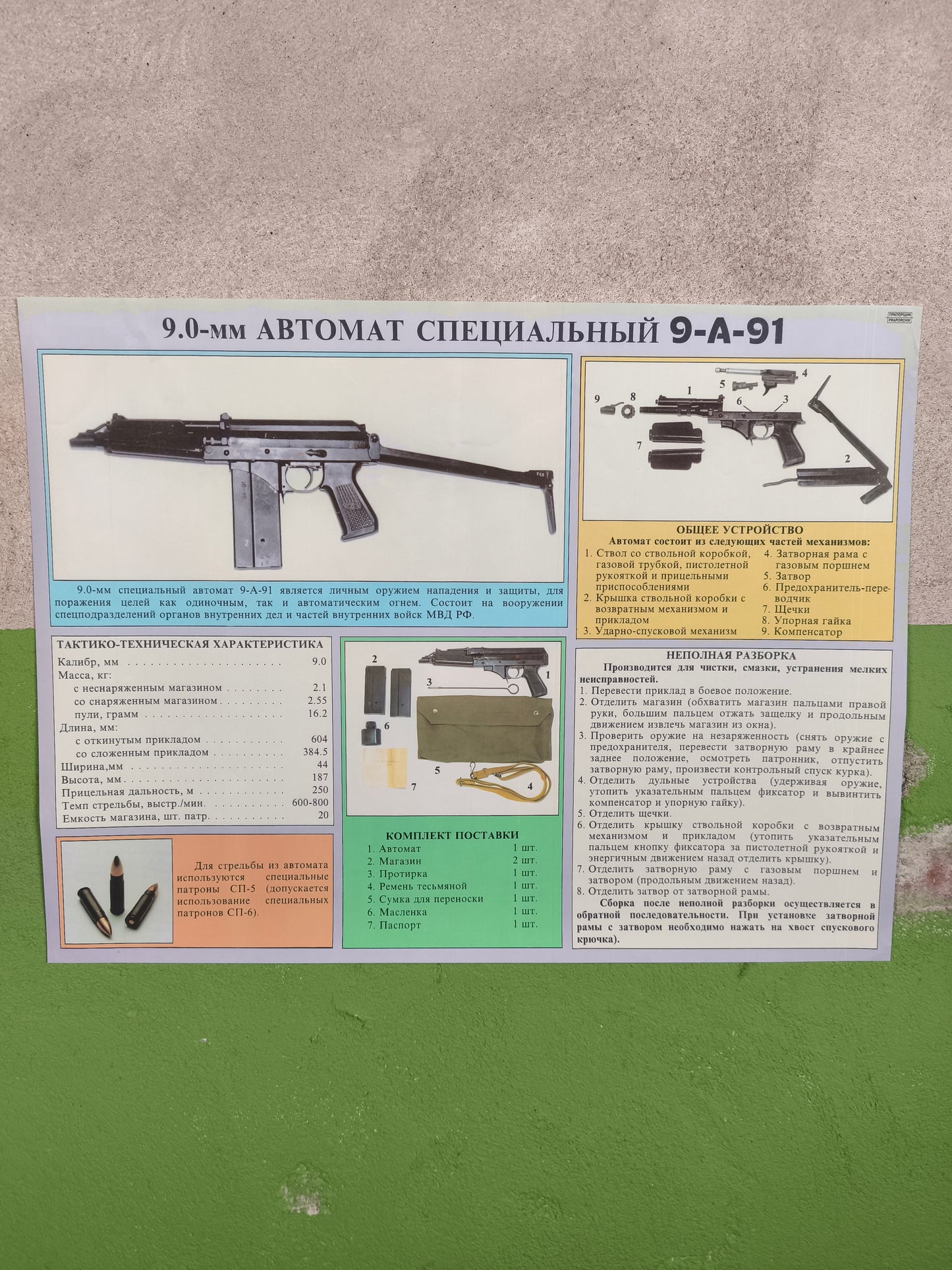 Poster Spetsnaz 9mm 9-A-91 / 9A-91 Submachine Gun