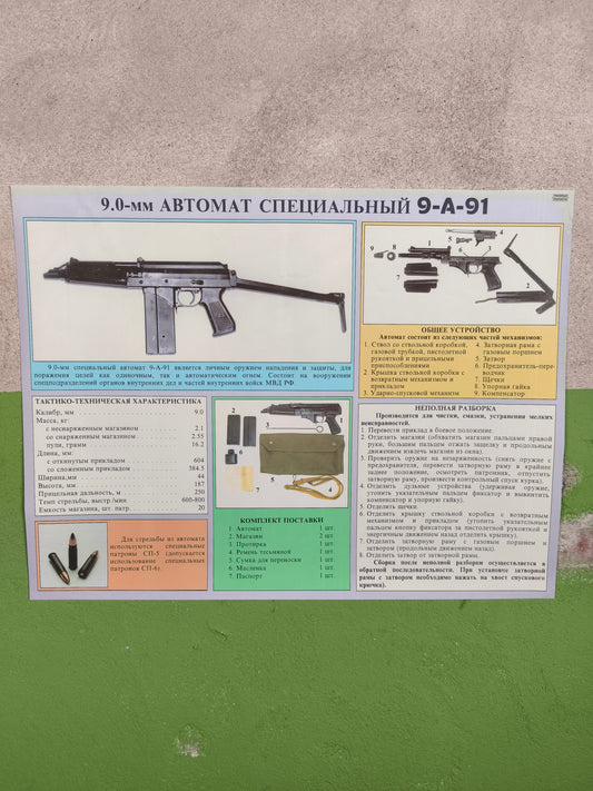 Poster Spetsnaz 9mm 9-A-91 / 9A-91 Submachine Gun