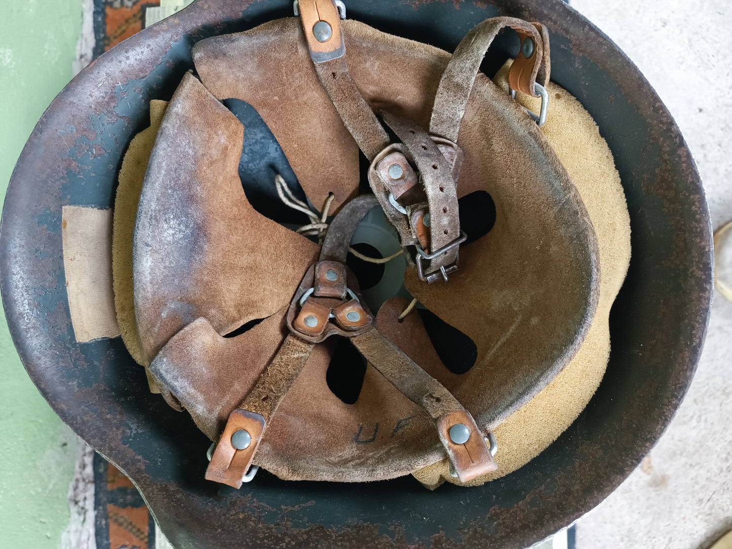 Heavy Issued East German DDR M56/76 Helmet