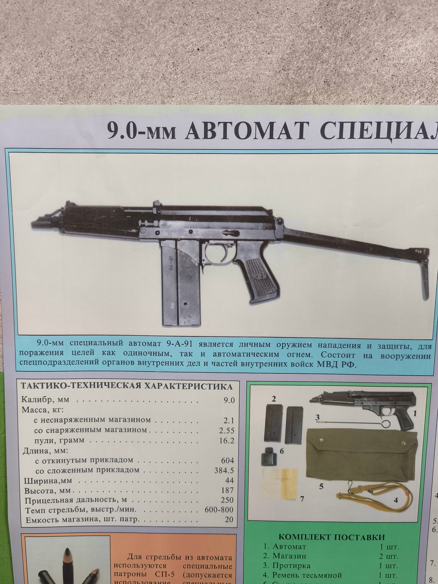 Poster Spetsnaz 9mm 9-A-91 / 9A-91 Submachine Gun